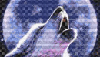 Cross-stitch pattern "The wolf and the moon"