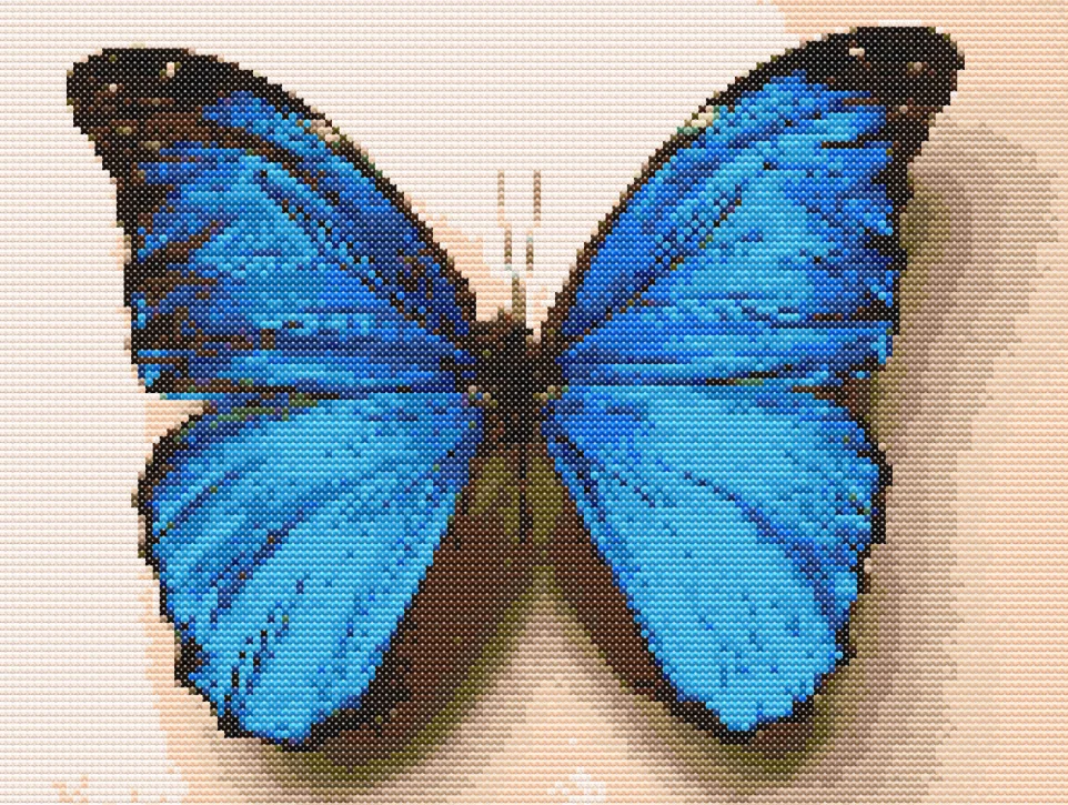 Blue butterfly cross stitch pattern