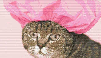 Cross-stitch pattern "Cat in a shower cap"