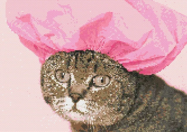 Cross-stitch pattern "Cat in a shower cap"