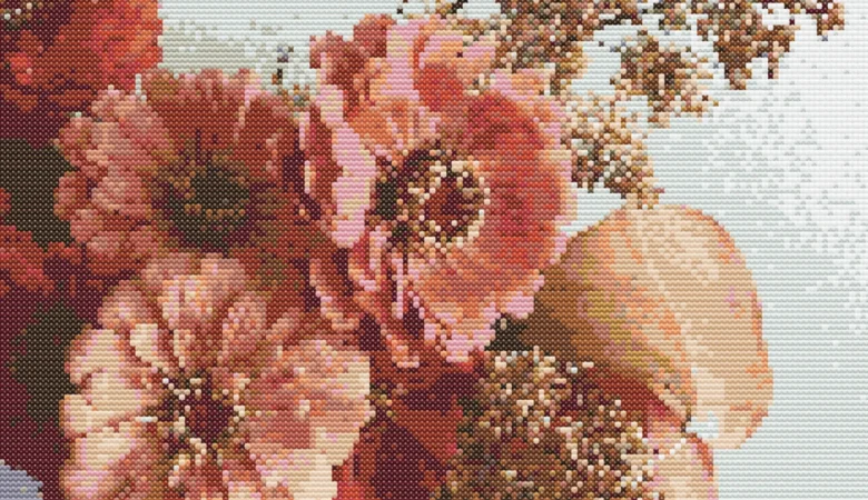 Cross-stitch pattern "Autumn bouquet with zinnias and calla lilies"