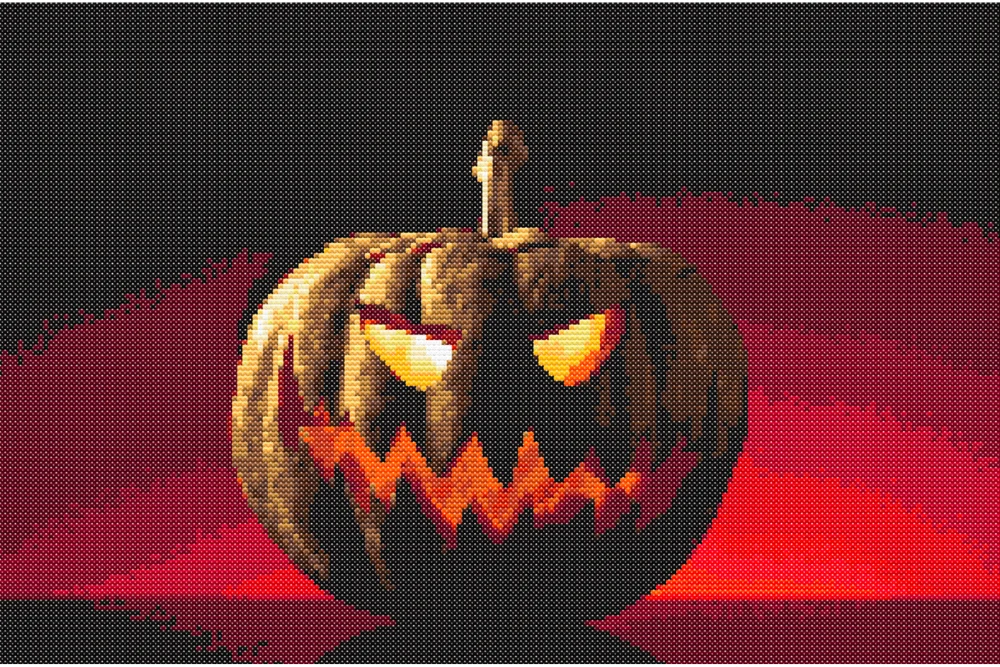 Схема вишивки моторошного гарбуза на Геловін