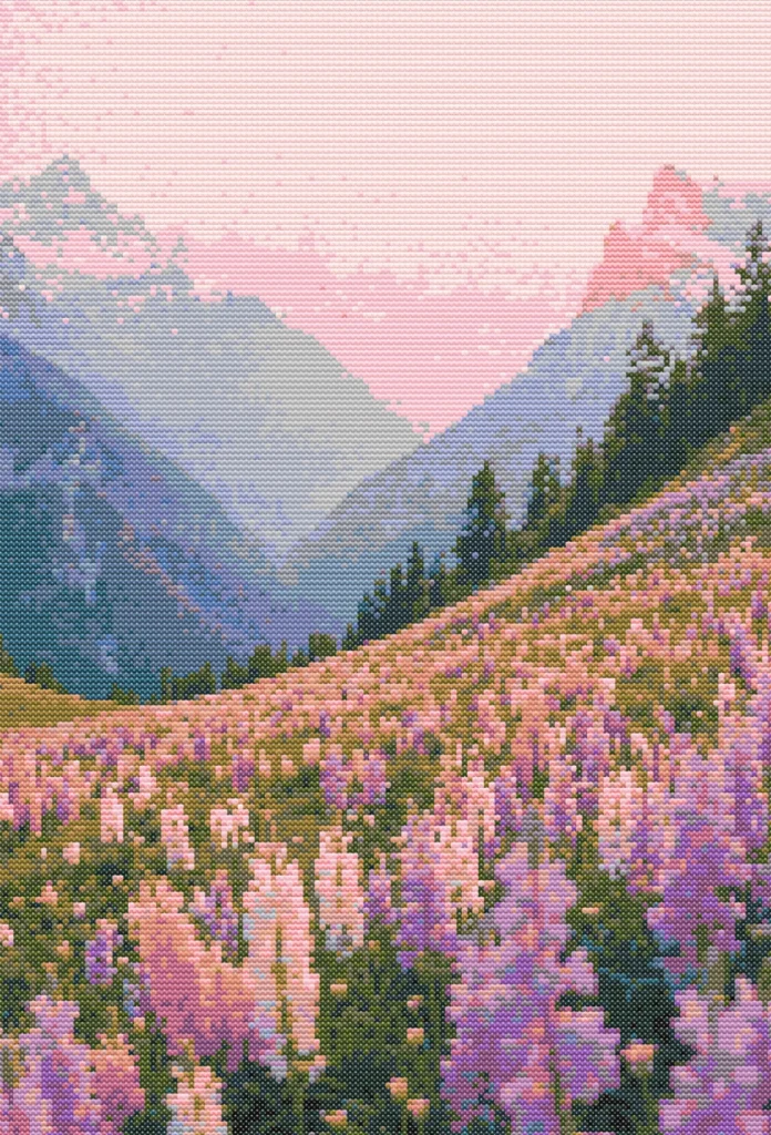 Схема вишивки заходу в Альпах