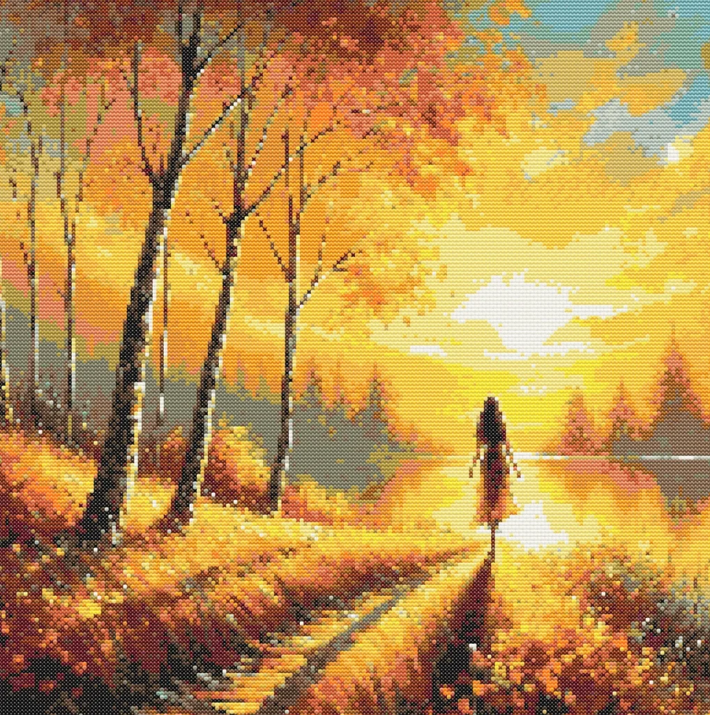 Autumn Sunset Cross-Stitch Pattern
