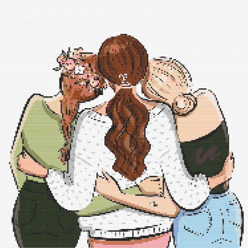 Cross-stitch pattern of best friends