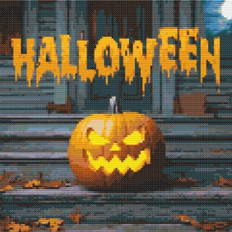 Cross-stitch pattern “Scary pumpkin Halloween”