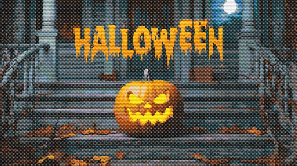 Scary Halloween cross-stitch pattern