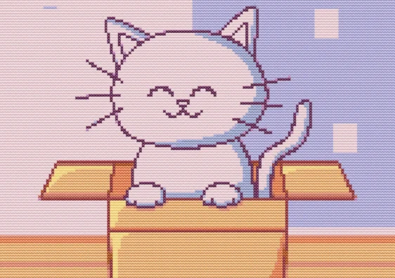 Cross-stitch pattern "Kitten in a box"