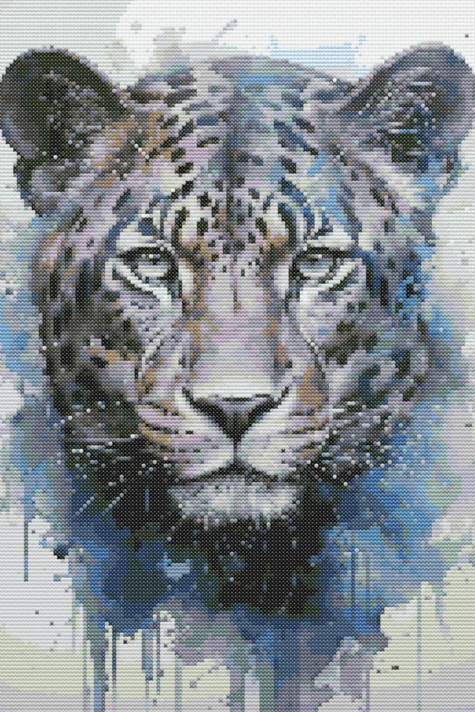 Magical leopard cross-stitch pattern