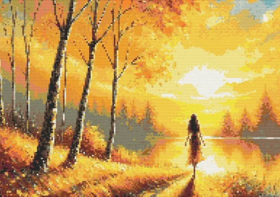 Схема вишивки хрестиком "Осінній захід сонця"