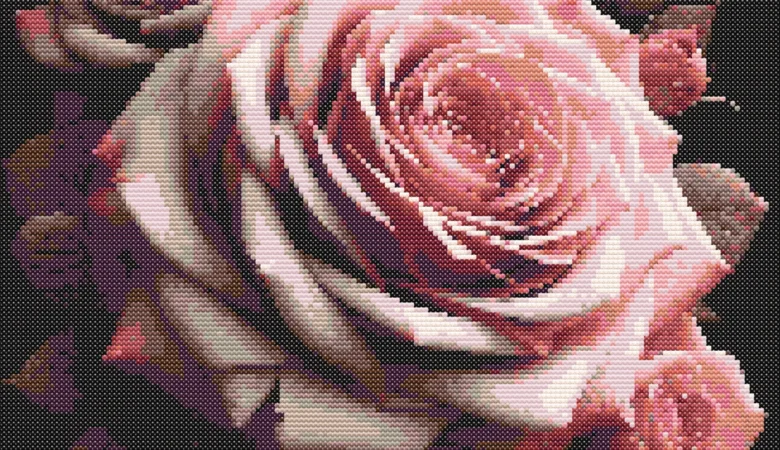 Cross-stitch pattern "Blush pink rose"