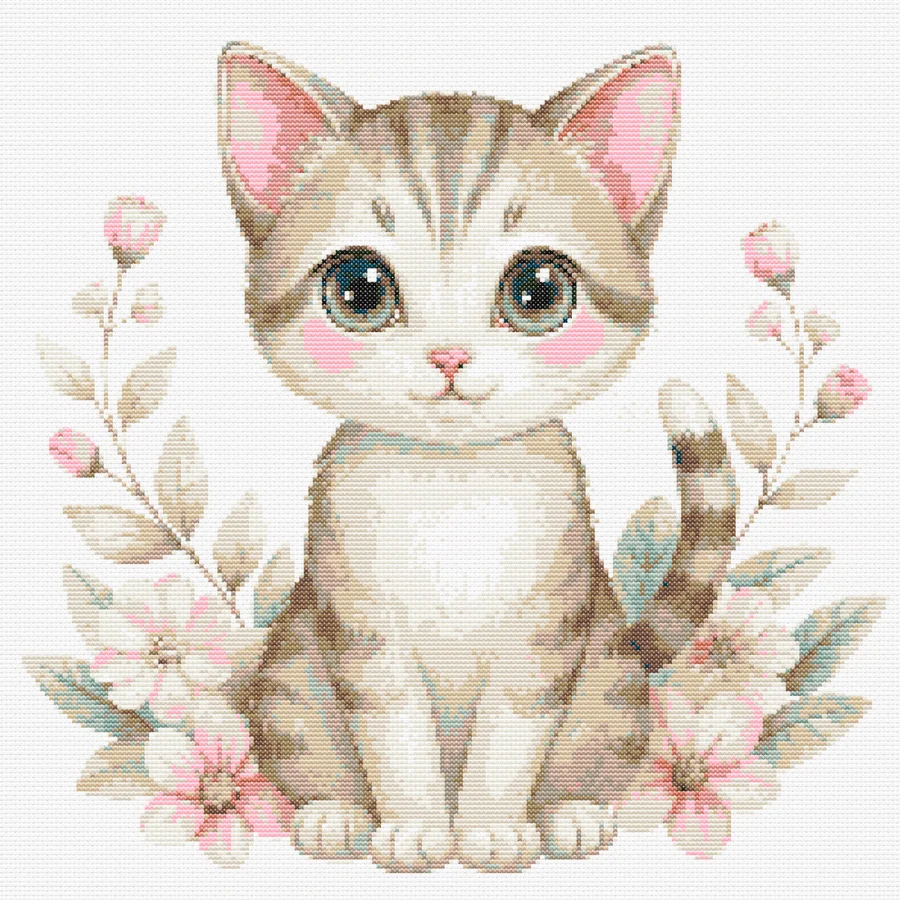 Схема вишивки красивого котика