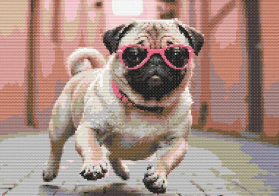 Cross-stitch pattern: "Stylish pug"