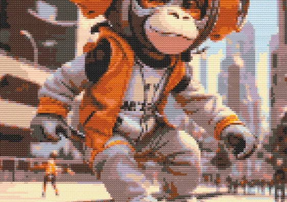 Cross-stitch pattern: "Baby skater monkey"