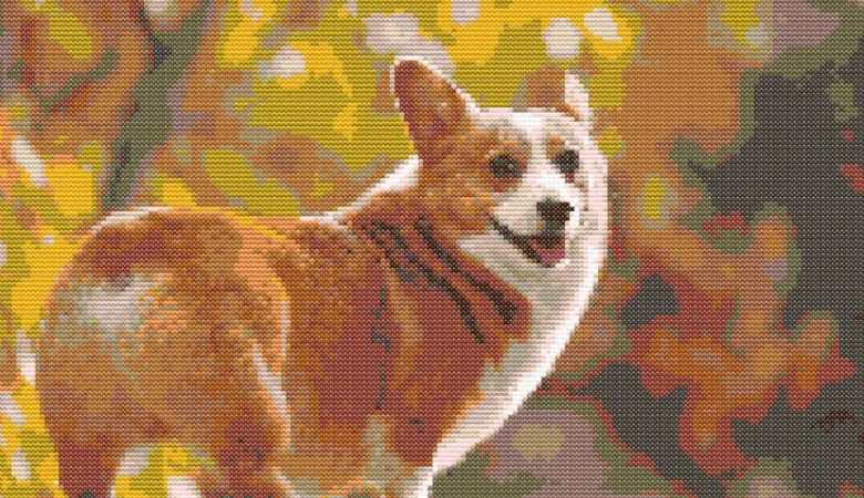 Cross-stitch pattern: "Happy Corgi"