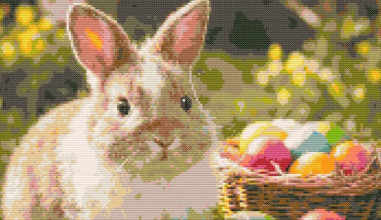 Cross-stitch pattern: "Happy Easter!"