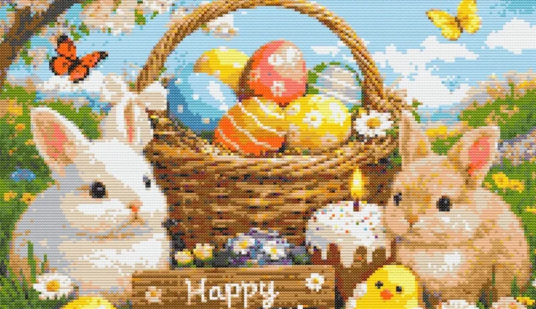 Cross-stitch pattern: "Easter Bunnies"