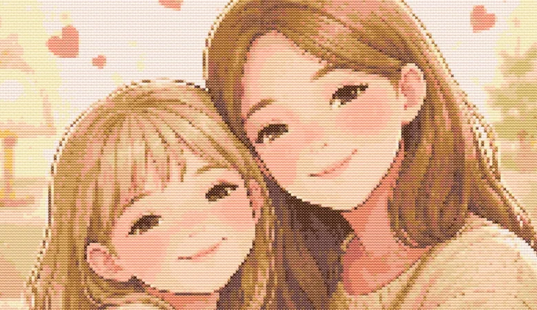 Cross-stitch pattern: "Happy Mother's Day"
