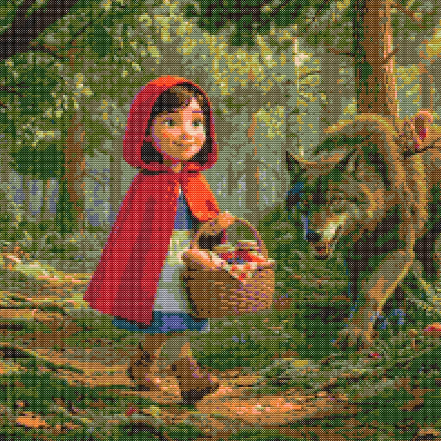 Little Red Riding Hood and the Wolf cross stitch pattern