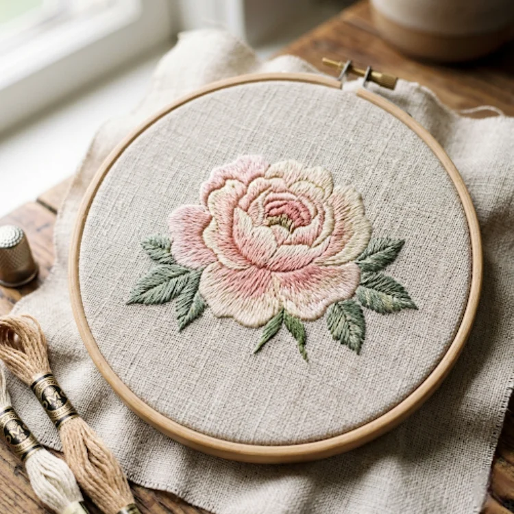 Satin stitch embroidery example
