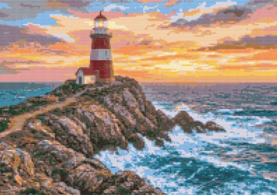 Cross-stitch pattern: "Lighthouse on a Cliff"
