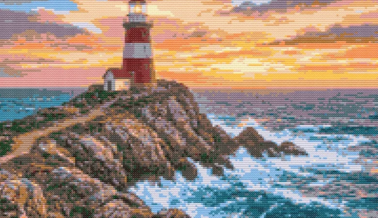 Cross-stitch pattern: "Lighthouse on a Cliff"