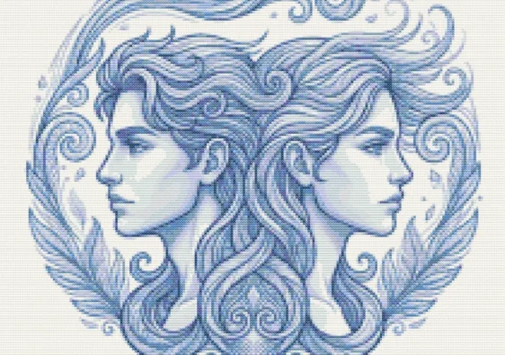 Cross-stitch pattern: "Gemini Zodiac Sign"