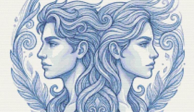 Cross-stitch pattern: "Gemini Zodiac Sign"